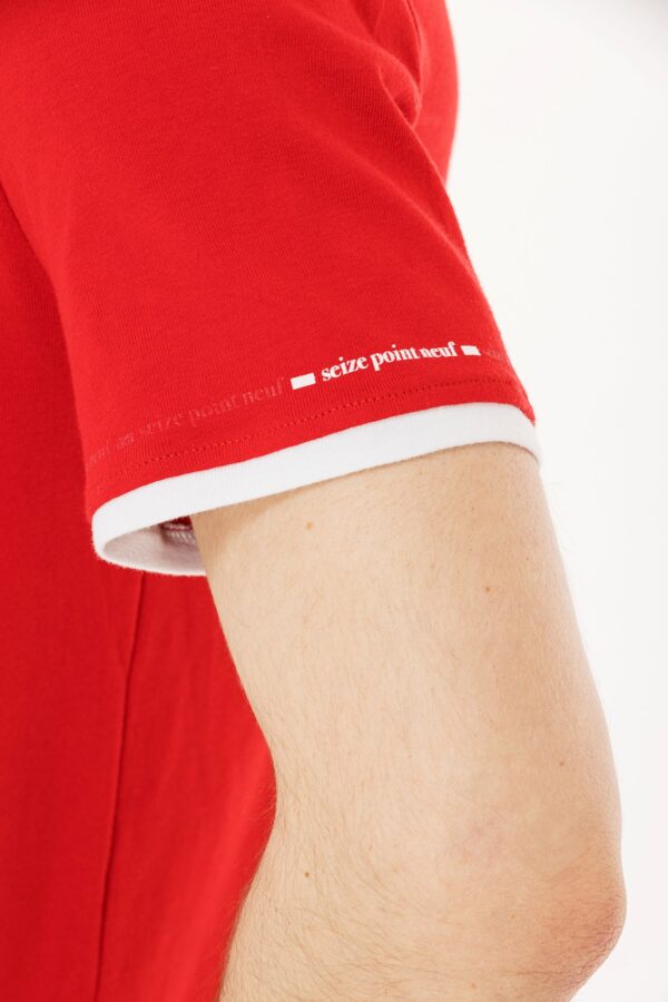 t-shirt homme rouge de dos fabriqué en France manche