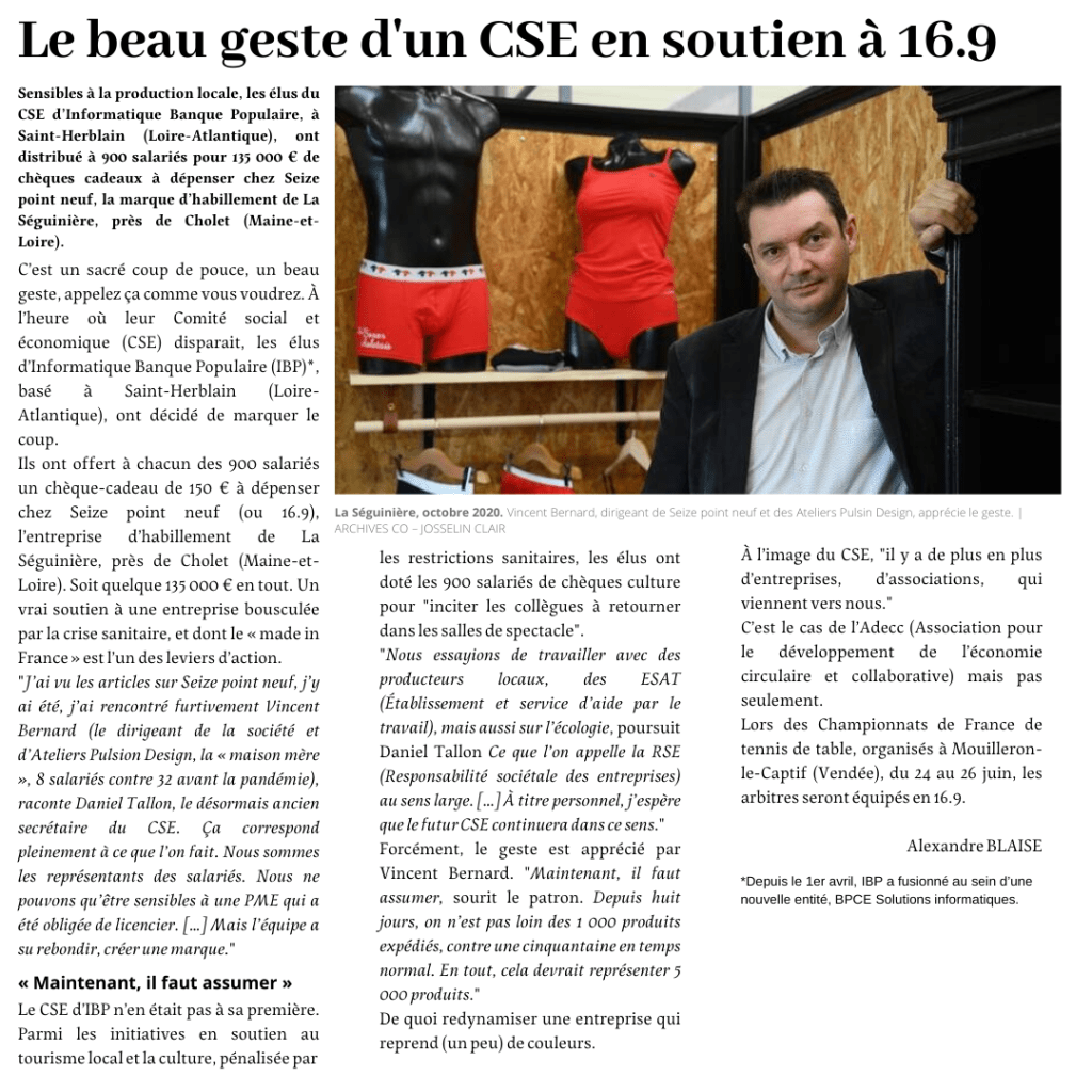 ouest france Seize point neuf