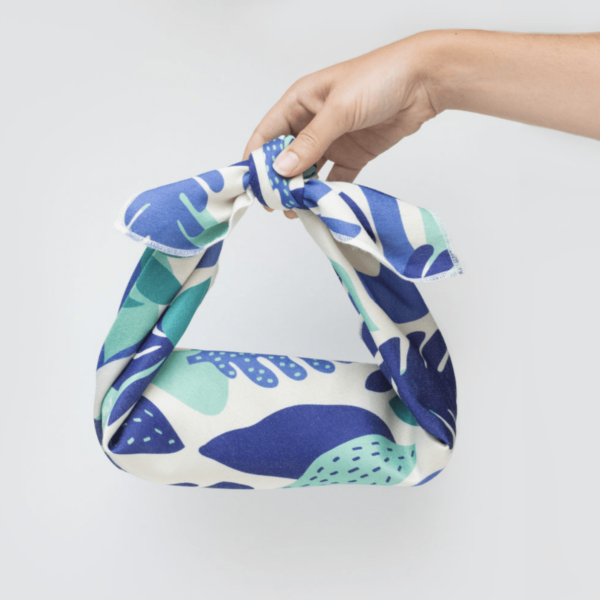 Sac fait main bleu et theme nature
